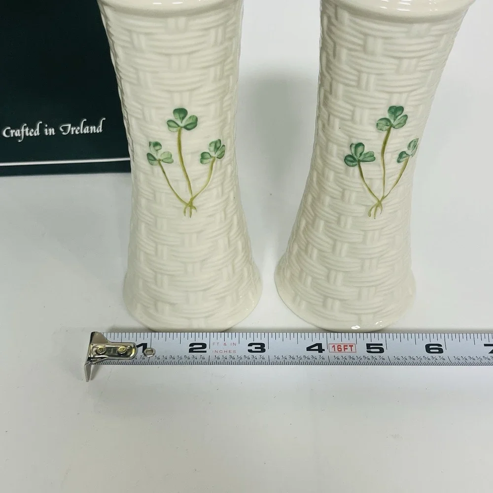 Belleek‎ Pottery Ireland Shamrock Basket Weave 6